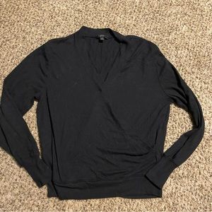 J Crew Faux Wrap Black Lightweight Sweater size M